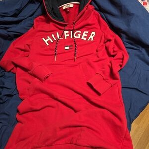 Tommy Hilfiger Red Hoodie with Black Accents